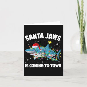 Santa Shark Christmas Lights Merry Sharkmas Xmas B Card