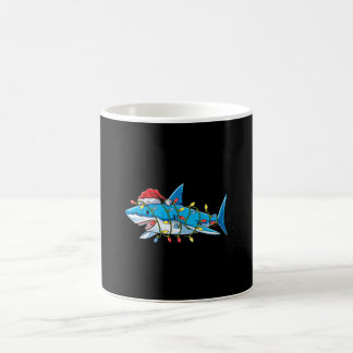 Santa Shark Christmas Lights Sharkmas Tree Xmas Bo Coffee Mug