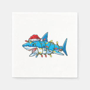 Santa Shark Christmas Lights Sharkmas Tree Xmas Bo Napkins