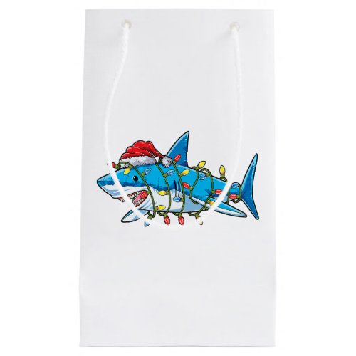 Santa Shark Christmas Lights Sharkmas Tree Xmas Bo Small Gift Bag