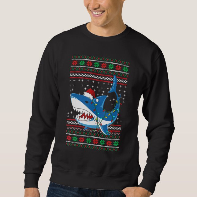 Santa Shark  Christmas Ugly Sweater For Men Women  (Front)