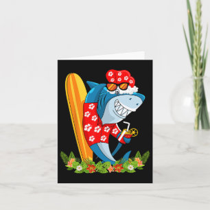 Santa Shark Hawaiian Summer Surfing Shark Christma Card
