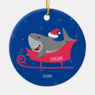 Santa Shark Sled Ornament
