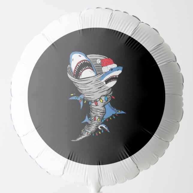 Santa Shark Tornado Merry Christmas Balloon (Front)