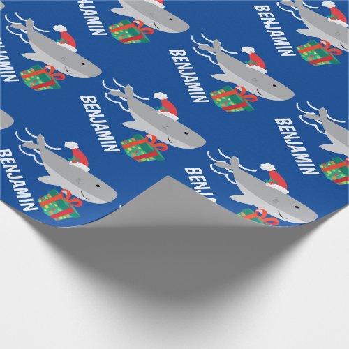Santa Shark With Name Wrapping Paper