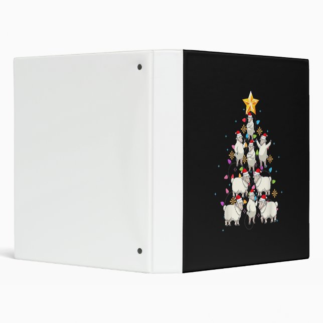 Santa Sheep Christmas Tree Lights Funny Sheep Gift 3 Ring Binder (Background)