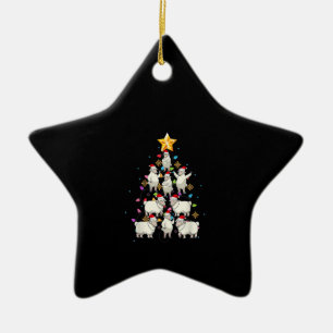 Santa Sheep Christmas Tree Lights Funny Sheep Gift Ceramic Ornament