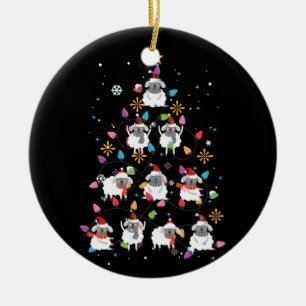 Santa Sheep Christmas Tree Lights Sheep Christmas Ceramic Ornament