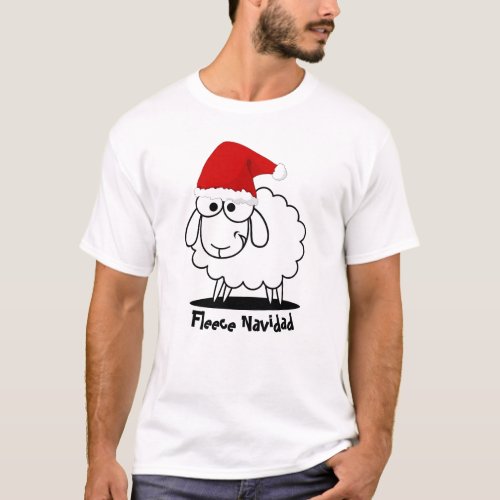 Santa Sheep Fleece Navidad T_Shirt