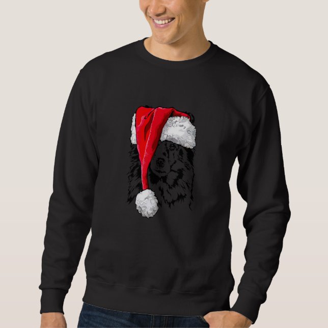 Santa Shetland Sheepdog Sheltie Christmas dog mom  Sweatshirt (Front)