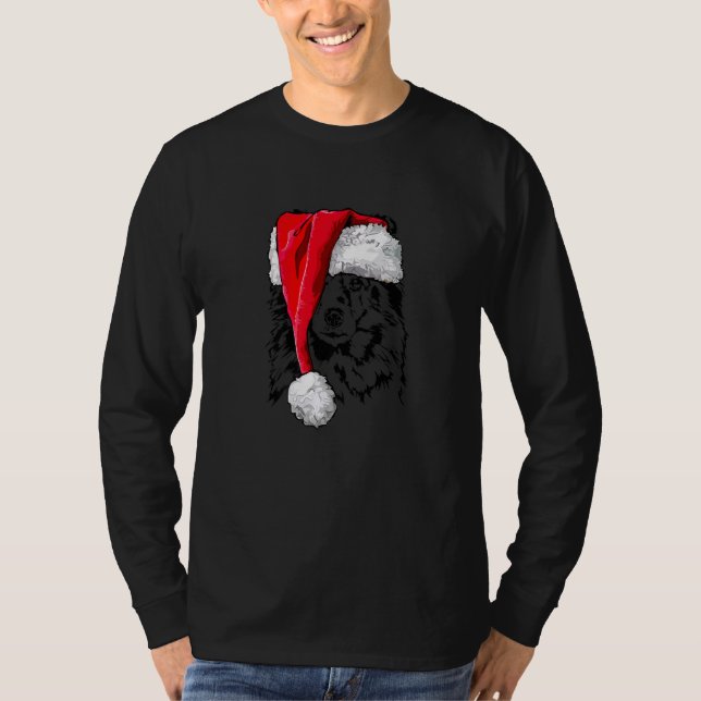 Santa Shetland Sheepdog Sheltie Christmas dog mom  T-Shirt (Front)