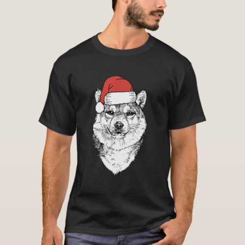 Santa Shiba Inu Dog Ugly Christmas T_Shirt