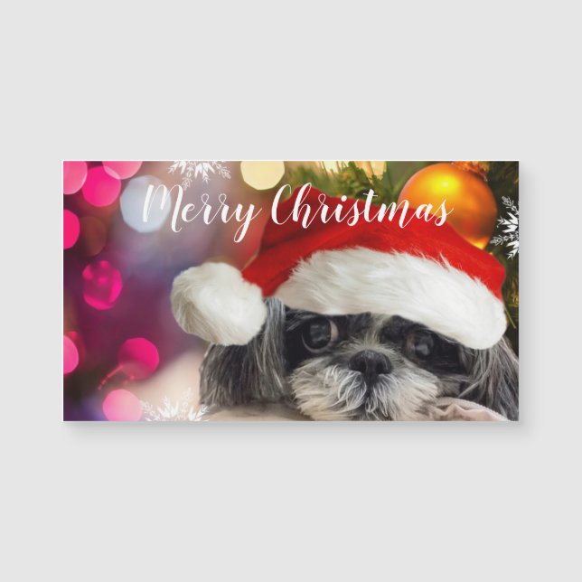 Santa Shih Tzu Christmas Magnetic Card (Front)