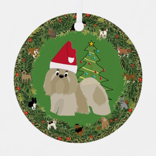 Santa Shih Tzu Metal Ornament