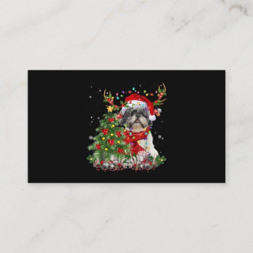 Santa Shih Tzu Reindeer Christmas Tree Idea Business Card