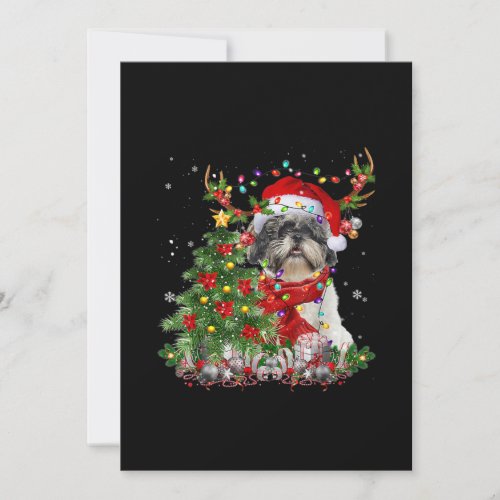 Santa Shih Tzu Reindeer Christmas Tree Idea Thank You Card