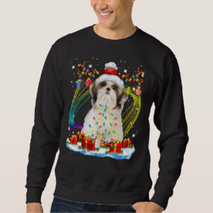 Santa Shih Tzu Reindeer Light Christmas Sweat Sweatshirt
