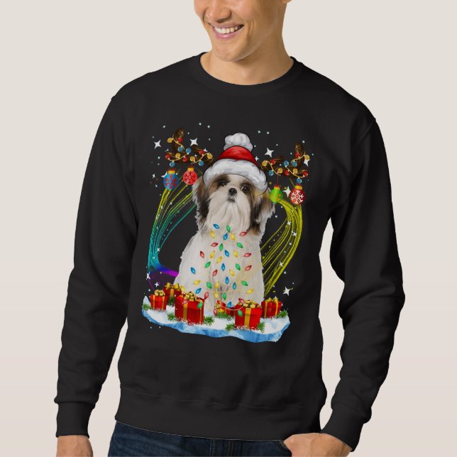 Santa Shih Tzu Reindeer Light Christmas Sweat Sweatshirt (Front)