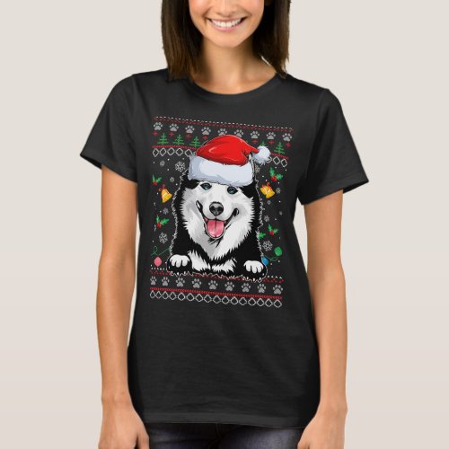 Santa Siberian Husky Dog Xmas Pajama Ugly Christma T_Shirt