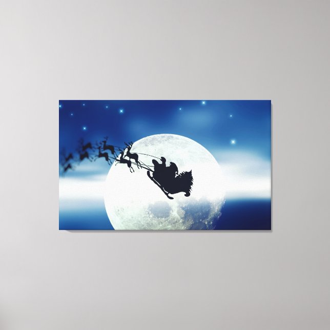 Santa Silhouette Over The Moon Wall Art (Front)