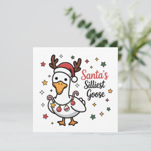 Santa Silly Goose Christmas Duck Funny Cute Holiday Card