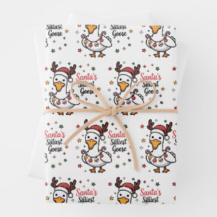 Santa Silly Goose Christmas Duck Funny Cute Wrapping Paper Sheets