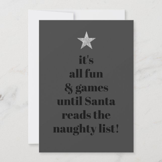 Santa Silver Star Modern Tree Font Funny Quote Holiday Card (Front)