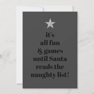 Santa Silver Star Modern Tree Font Funny Quote Holiday Card