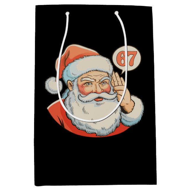 Santa Six Seven 6 7 67 Christmas Funny Xmas Meme Medium Gift Bag (Front)