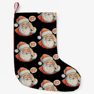 Santa Six Seven 6 7 67 Christmas Funny Xmas Meme Small Christmas Stocking