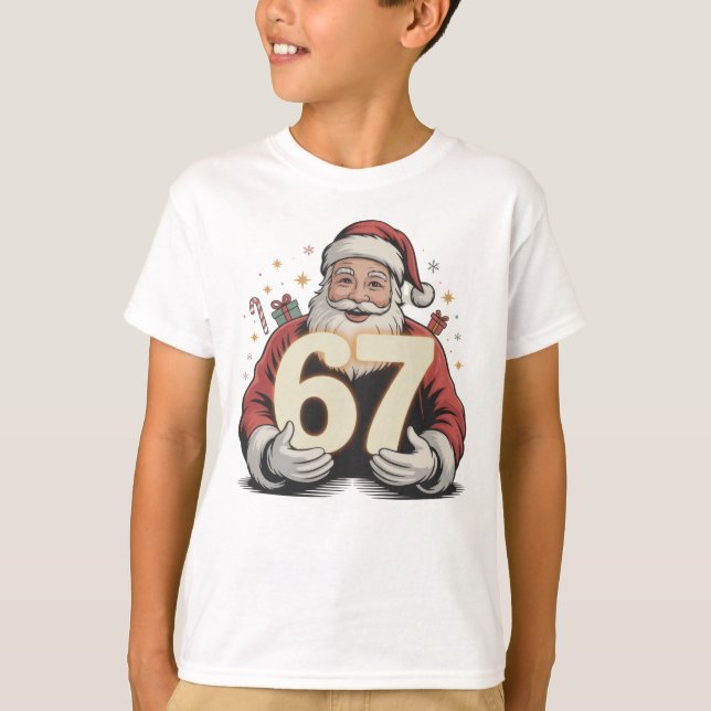 Santa Six Seven 6-7 Viral Meme Christmas T-Shirt (Front)