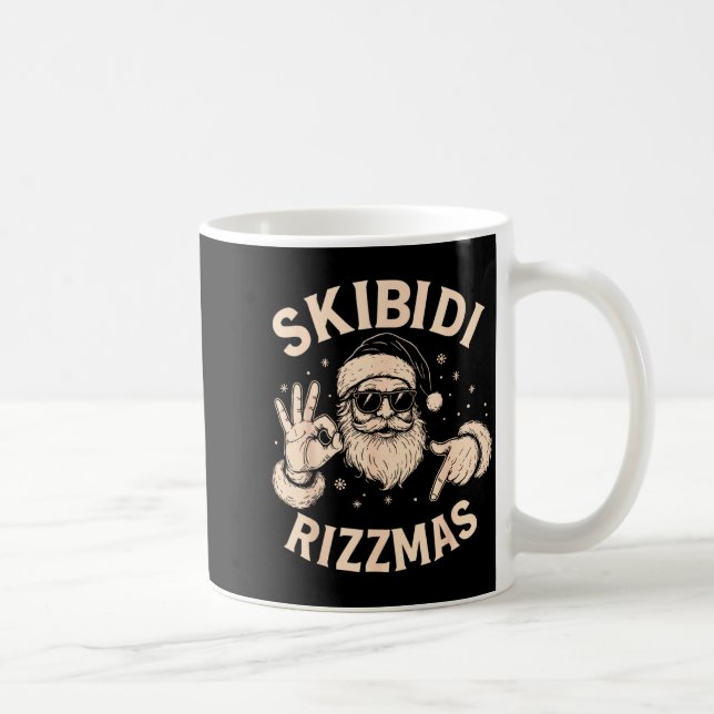 Santa Six Seven Meme 67 Hands Sign Rizz Skibidi Ri Coffee Mug (Right)