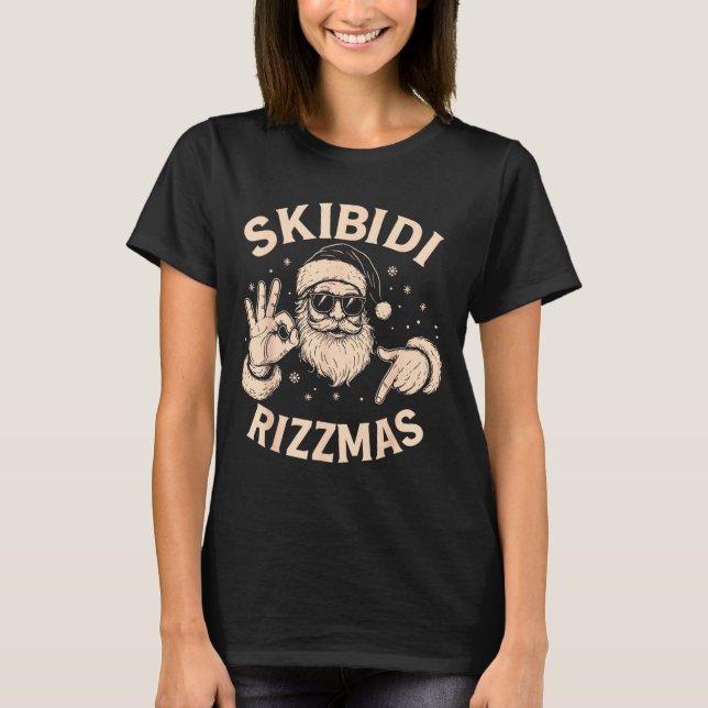 Santa Six Seven Meme 67 Hands Sign Rizz Skibidi Ri T-Shirt (Front)