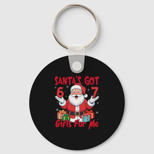 Santa Six Seven Meme Christmas Gen Z Meme  Keychain (Front)