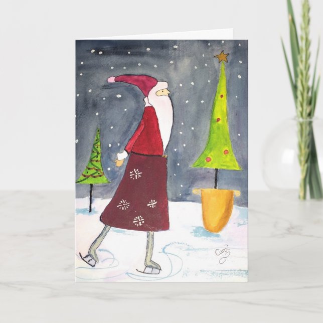 Santa Skating Holiday Card (Front)