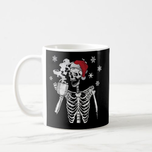 Santa Skeleton Smiling Skull Drinking Coffee Coffee Mug
