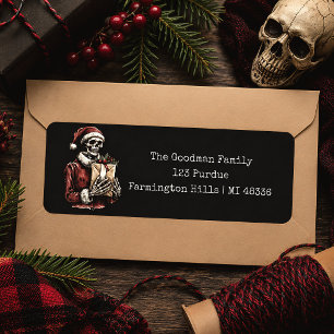 Santa Skeleton Spooky Christmas Label