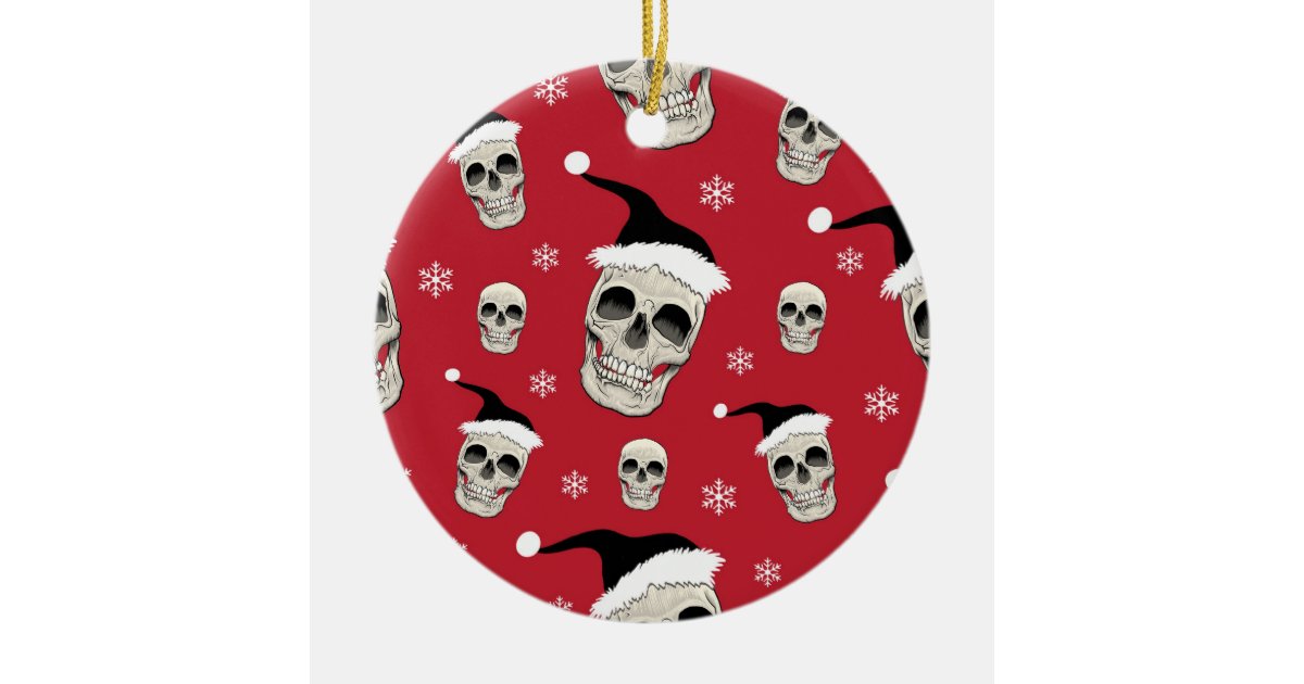 Santa Skelly (blood) Ceramic Ornament | Zazzle