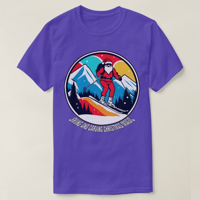 Santa Skiing and ving Christmas Magic T-Shirt (Design Front)