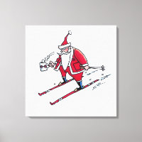 Santa Skiing canvas print