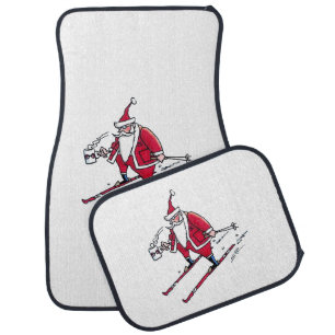 Santa Skiing car mats front and rear
