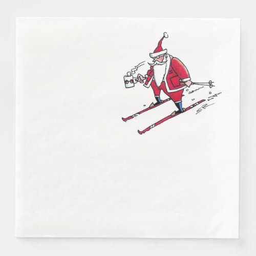 Santa Skiing dinner paper napkins