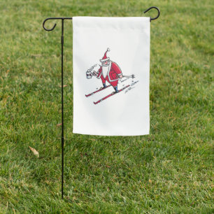 Santa Skiing garden flag
