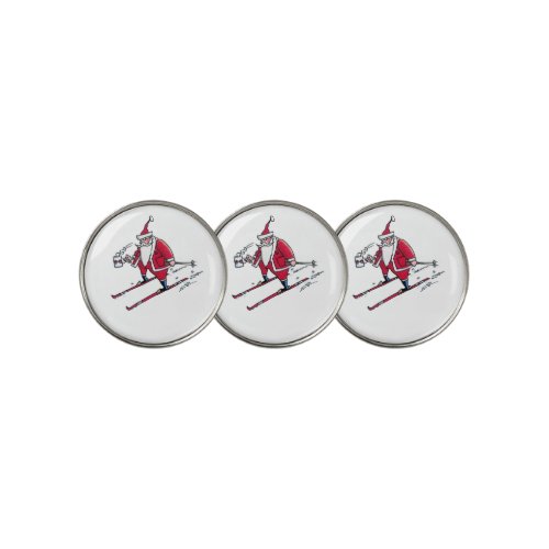 Santa Skiing golf ball markers