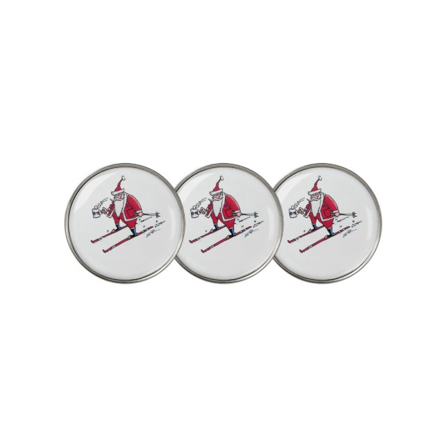 Santa Skiing golf ball markers (3 Up)
