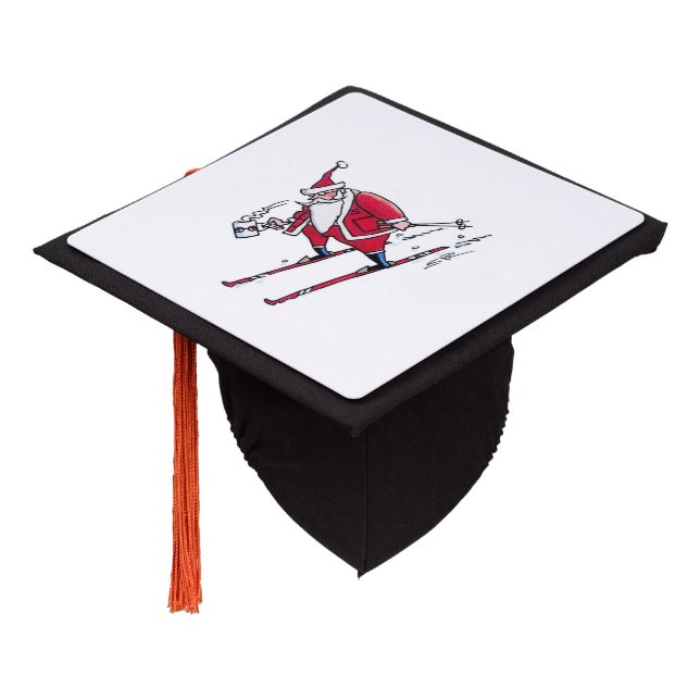 Santa Skiing graduation cap (Angled)