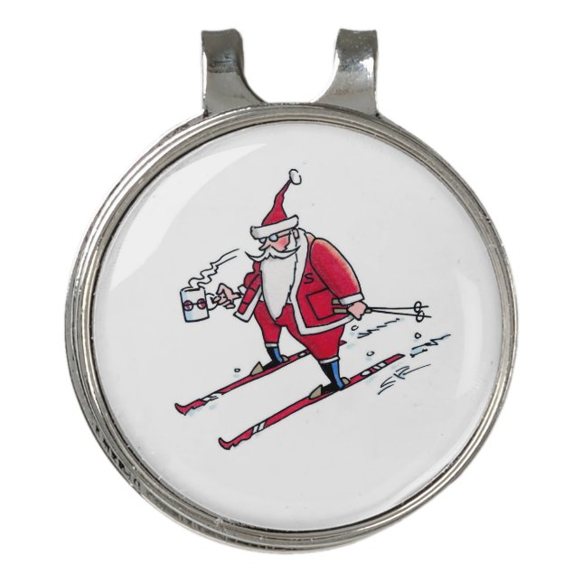 Santa Skiing hat clip (Front)
