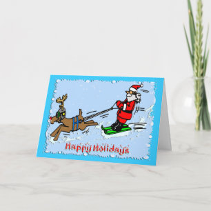 Santa Skiing Holiday Card
