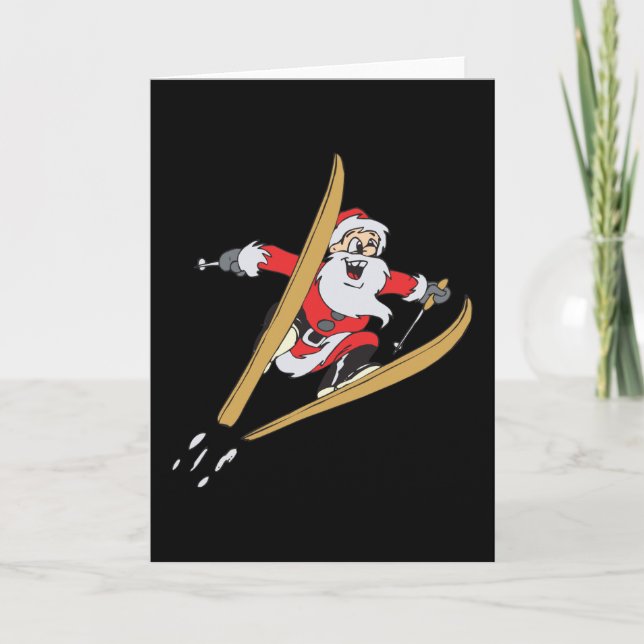 Santa Skiing Holiday Cards (Front)