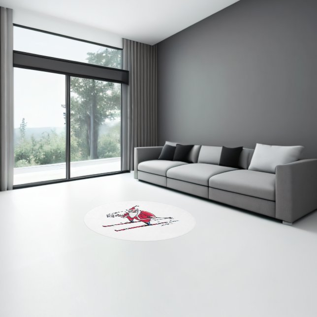 Santa Skiing indoor round rug (Insitu (Indoor 3))